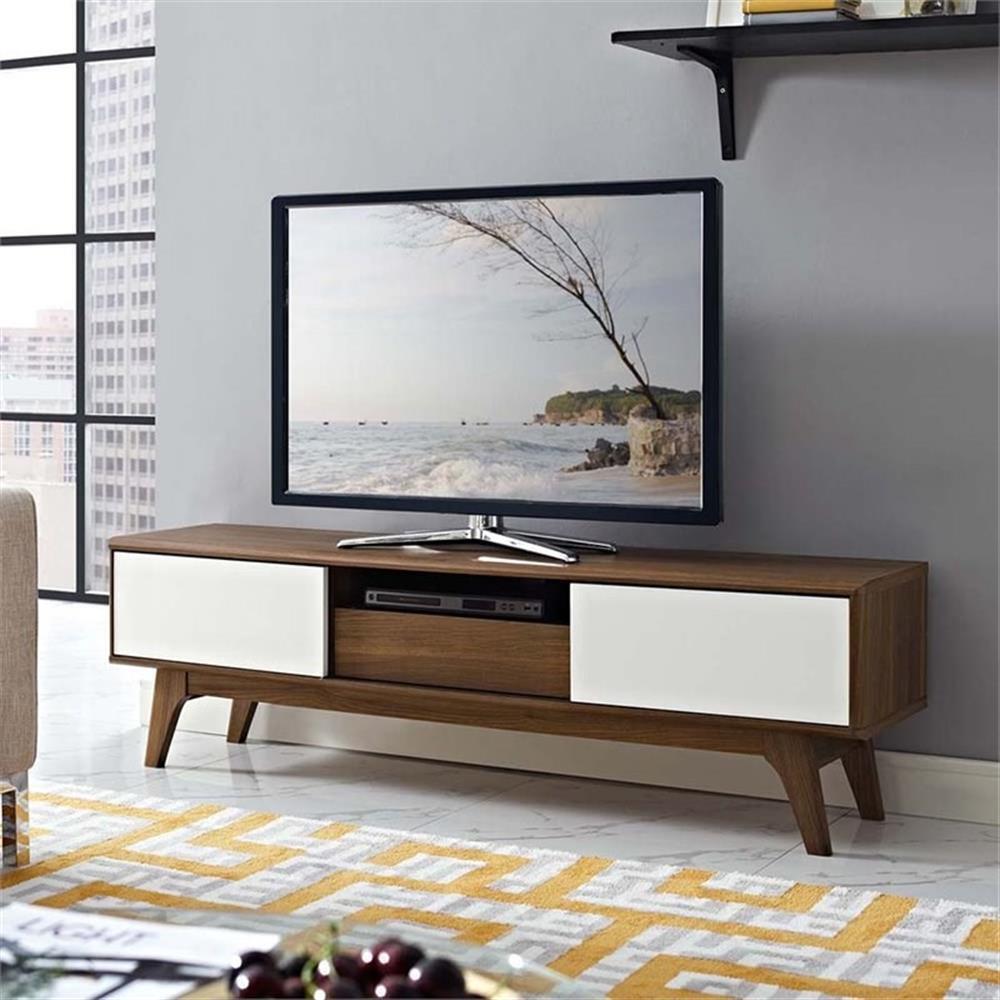 Modway Envision 59" Particleboard TV Stand for TVs up to 65" in Walnut/White gallery
