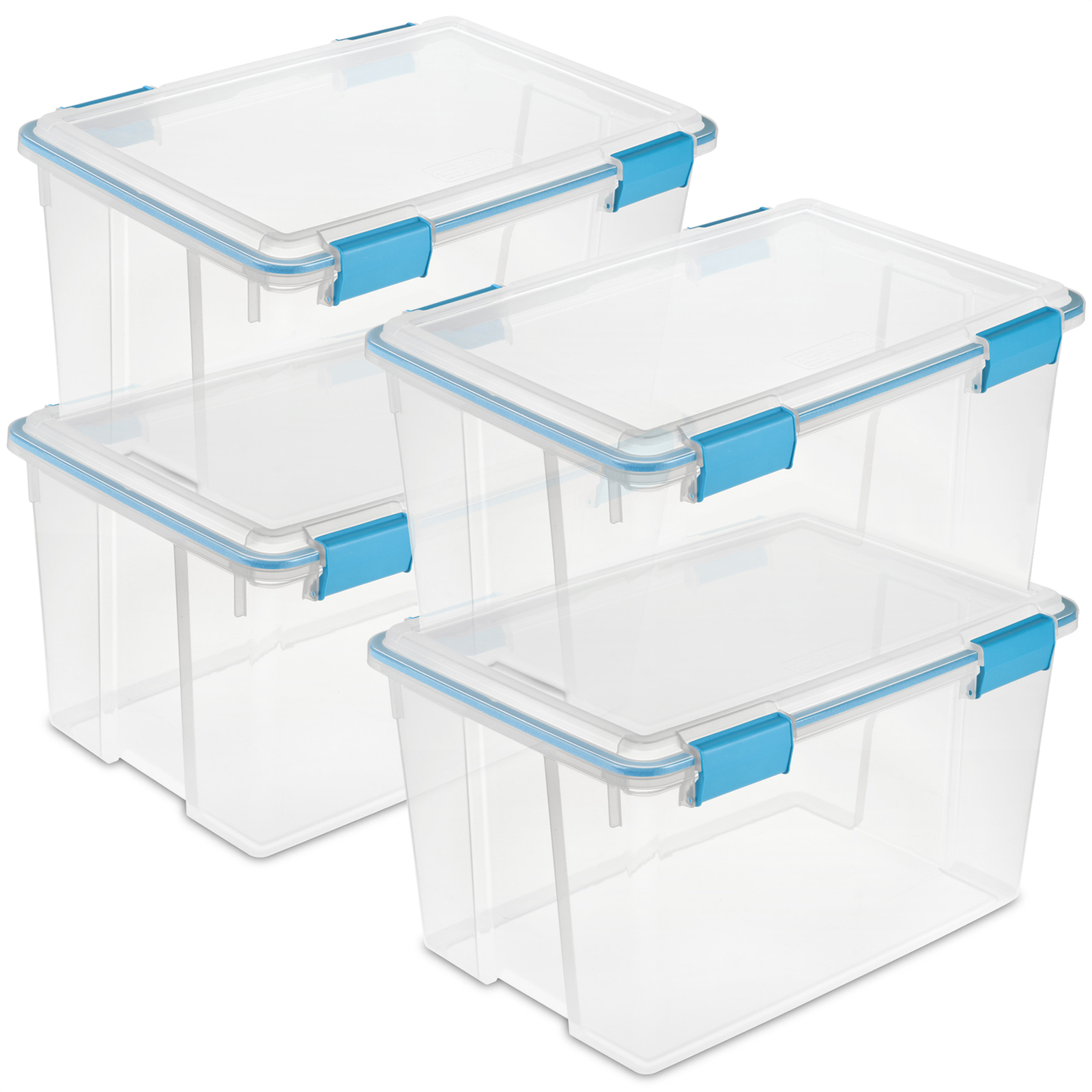 Sterilite 54 Quart Gasket Box, Stackable Storage Bin with Latching Lid, 4 Pack gallery