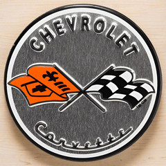Chevrolet Corvette Round Embossed Metal Magnet (2.5″ Round)