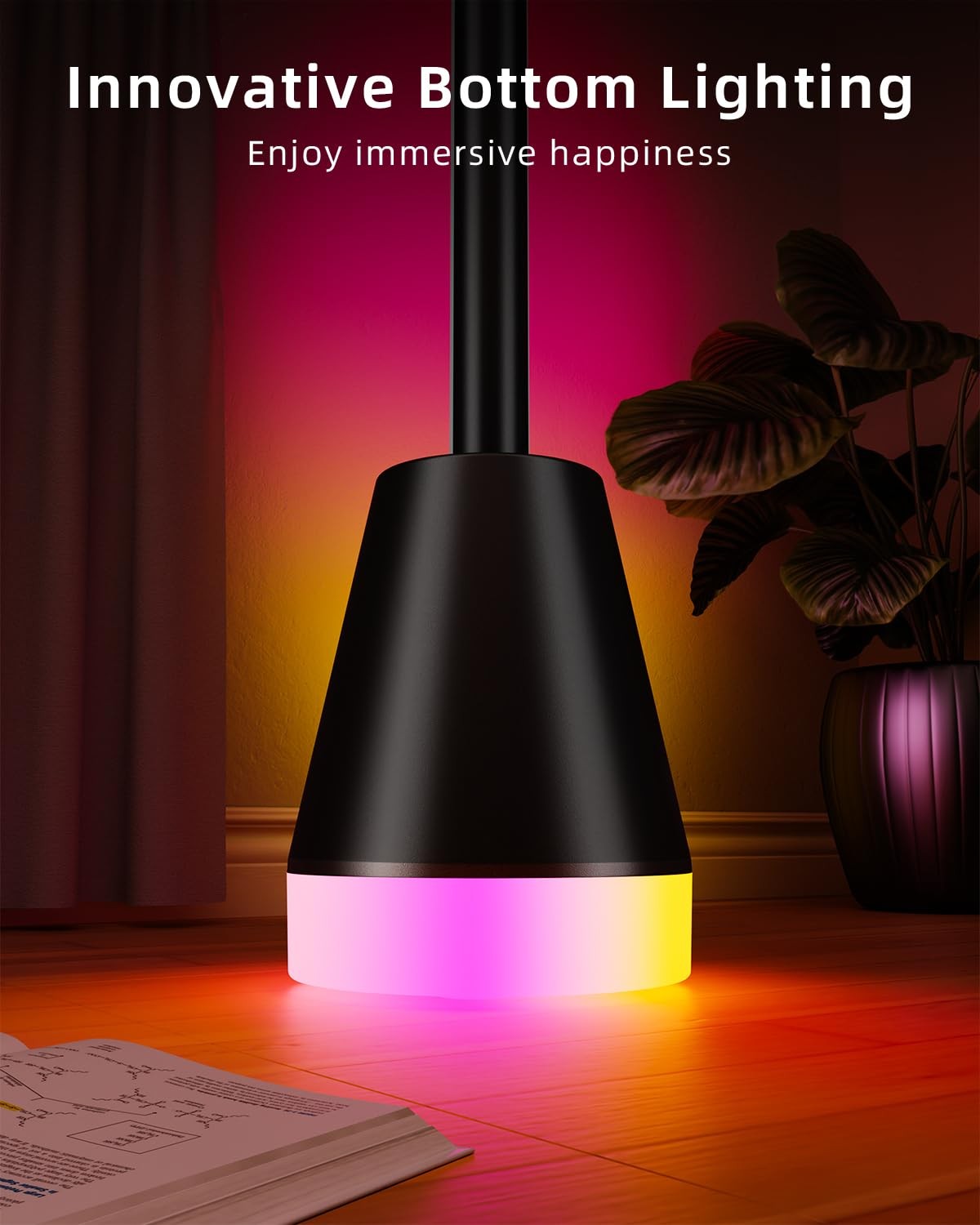Keepsmile Smart RGB LED Corner Floor Lamp,172 LEDs Bright 59 inches, Black gallery