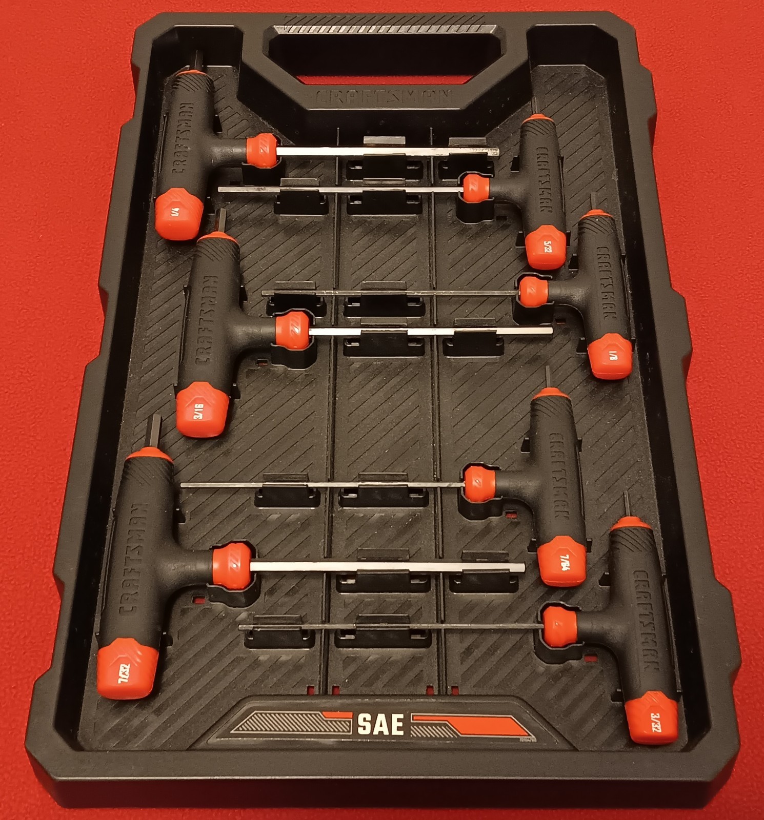 CRAFTSMAN T-Through Handle Hex Key Sets, Metric AND SAE, 7 Pieces each w/cases gallery