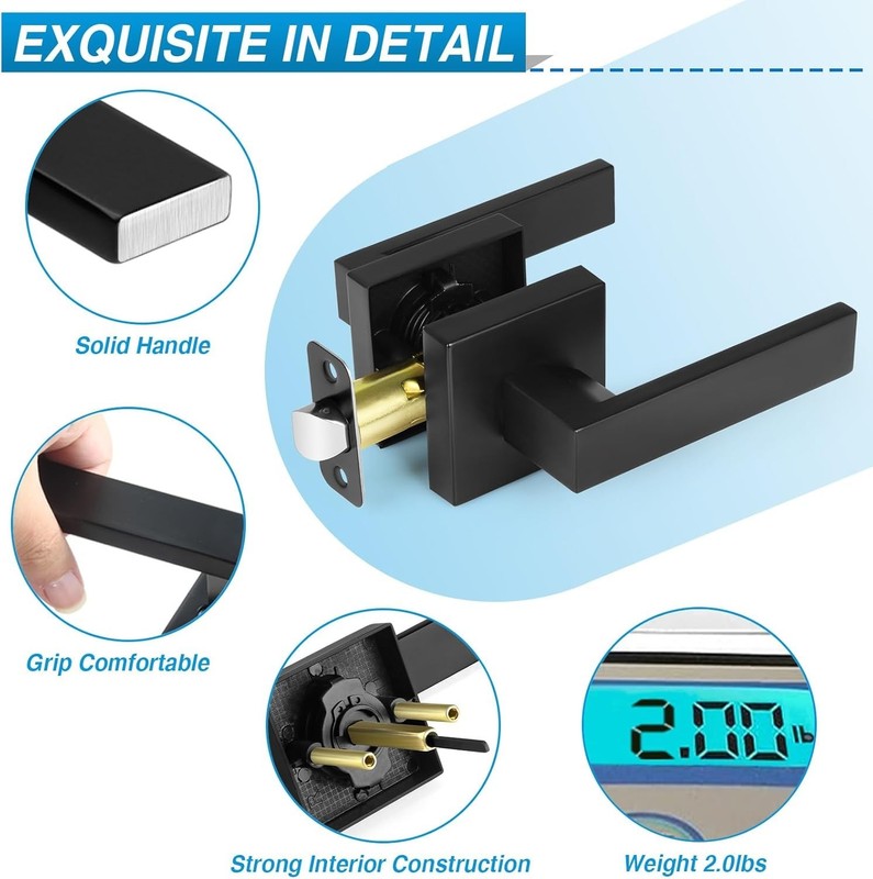4 Pack Black Door Handles Interior, Passage Door Levers for Hallway&Closet, Inte gallery