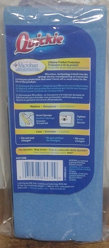Quickie Clean Squeeze Type H Sponge Mop Refill Head Microban Blue New OPEN gallery