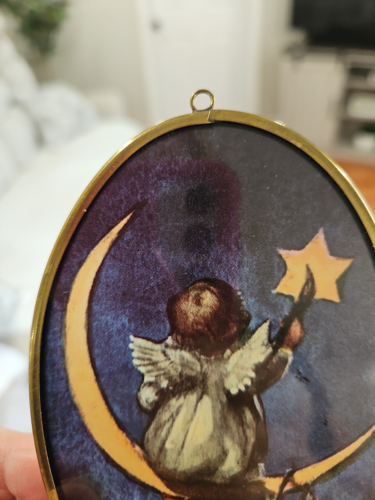 Celestial Stained Glass Sun Catcher 1995 Enesco Sun Moon Cherub Angel vtg gallery