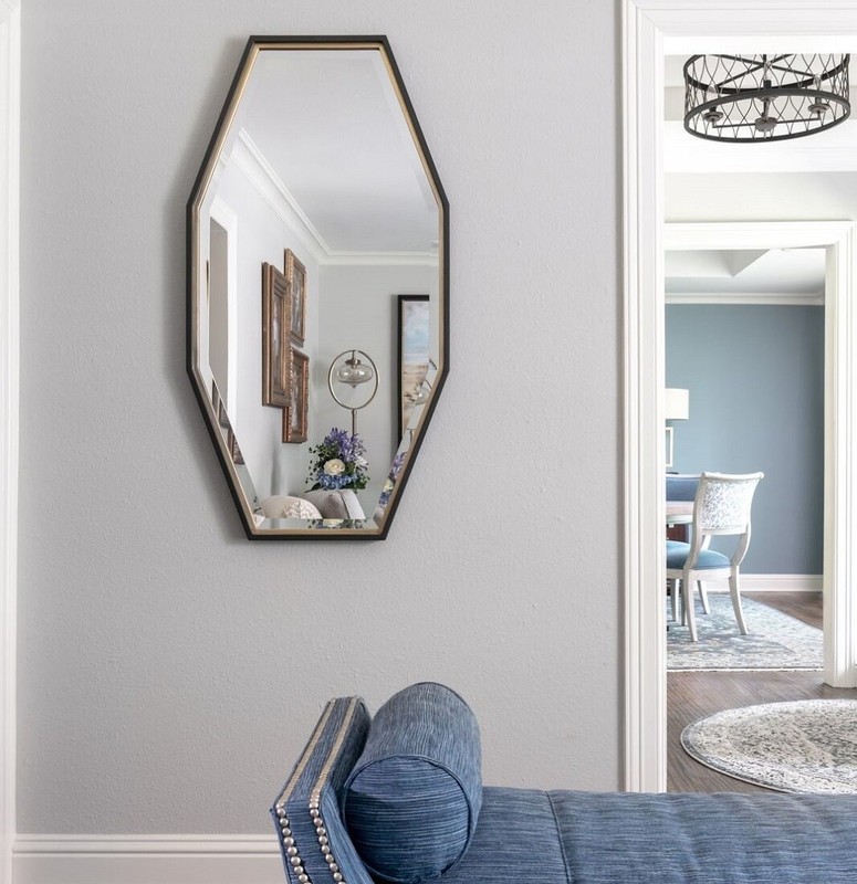 Savion Geometric Wall Mirror Octagon Beveled Gold Accents Modern Uttermost 09258 gallery