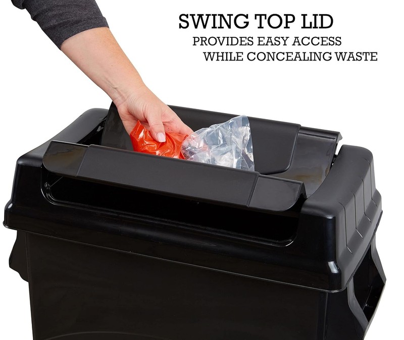United Solutions Highboy Waste Container with Swing Lid, 23 Gallon, Space Saving gallery