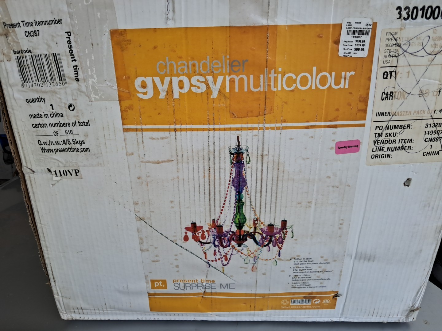 NEW Gypsy Chandelier Boho 6 Light Arms Multi Coloured gallery