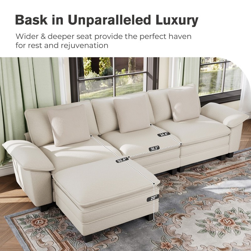 Modular Sectional Sofa Chenille Cloud Couch with Chaise and Cushion 7/5/4/3-Seat gallery