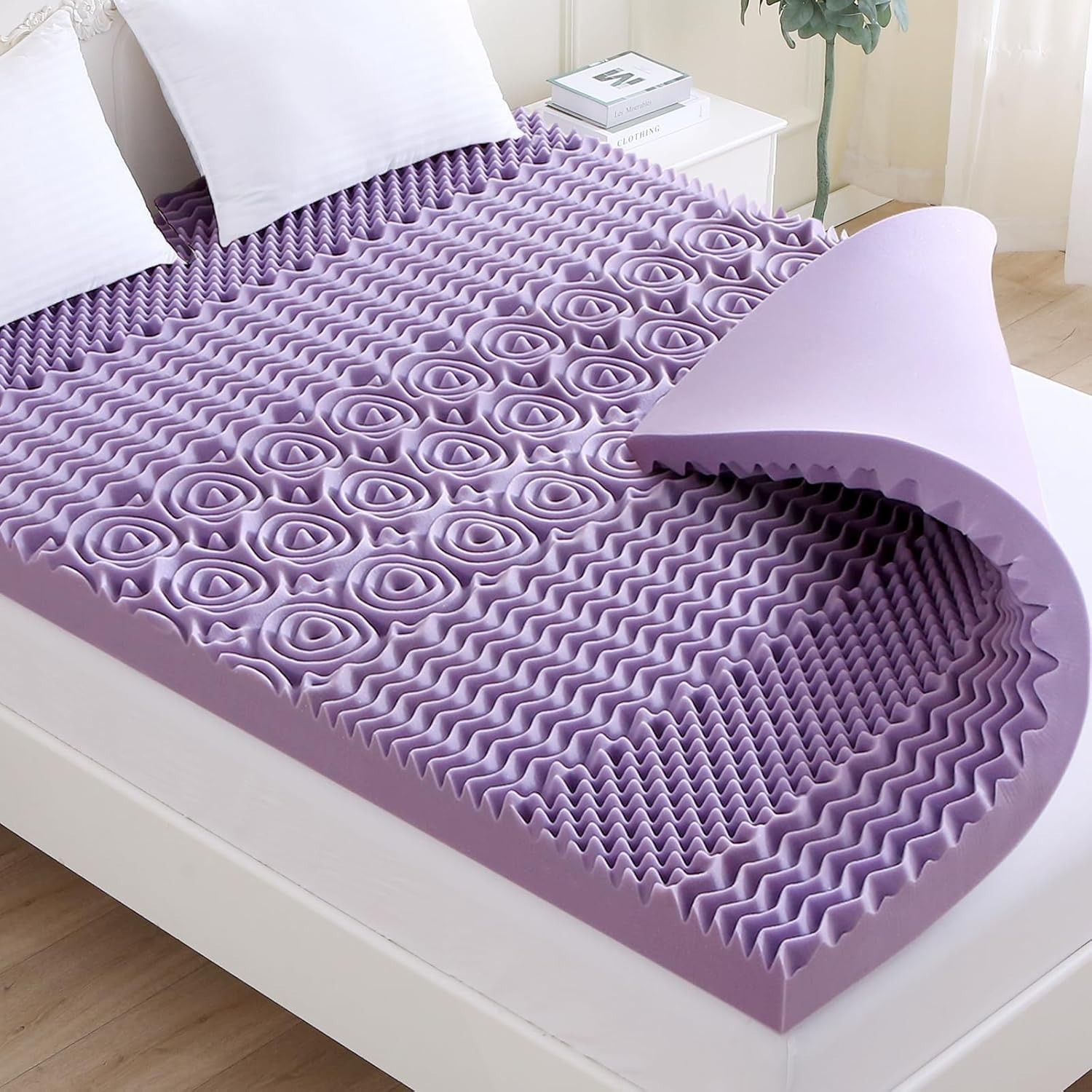2 inch 7-Zone Full Mattress Topper Egg Crate Foam Mattress Topper Full 54"×75" gallery