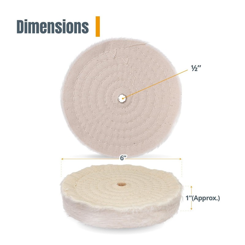 POWERTEC 71630 6-Inch Extra Thick Spiral Sewn Buffing Wheel, Cotton (80 Ply) ... gallery