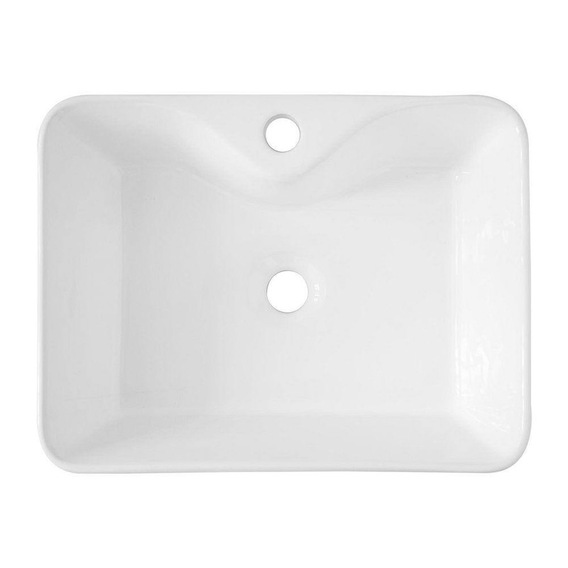 16 In. Rectangular Bathroom Ceramic Vessel Sink Basin in White with Black Faucet gallery