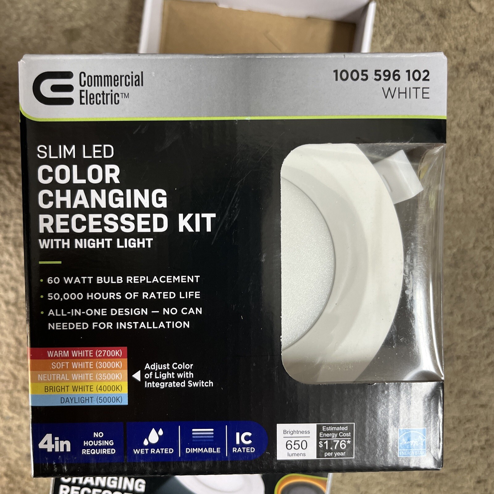 Commercial Electric 4 in. CCT Integrated LED Recessed Light Trim w/ N. LigHT gallery