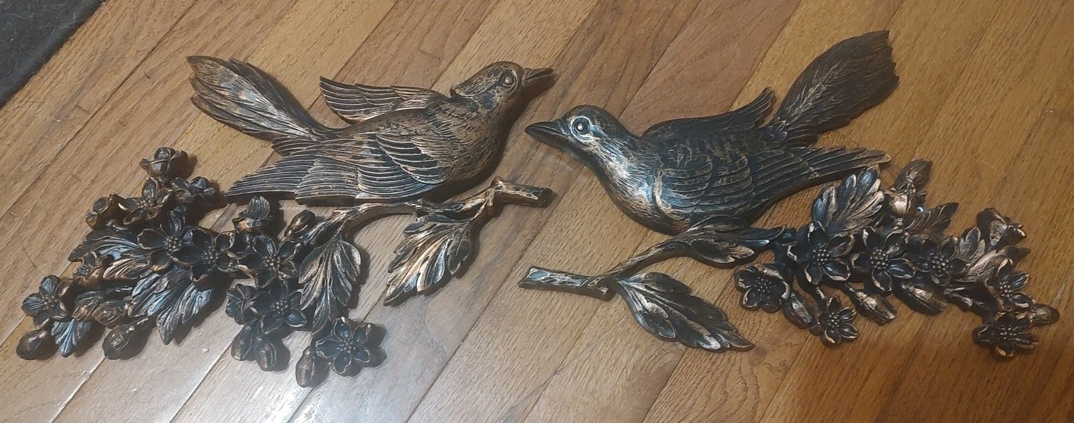 2 Vtg Plastic Coppercraft Guild Songbirds&Dogwood Copper-Tone Wall Hang Plaques gallery