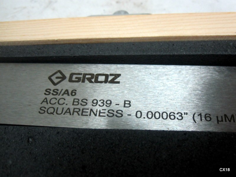 Groz Woodcraft Engineer's Square Set 3 Pc Set 2", 4" 6" in Original Wooden Case gallery