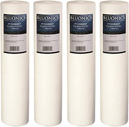 Bluonics 4.5" x 20" Sediment Water Filters (1 Micron) 4 Whole House Cardridges gallery