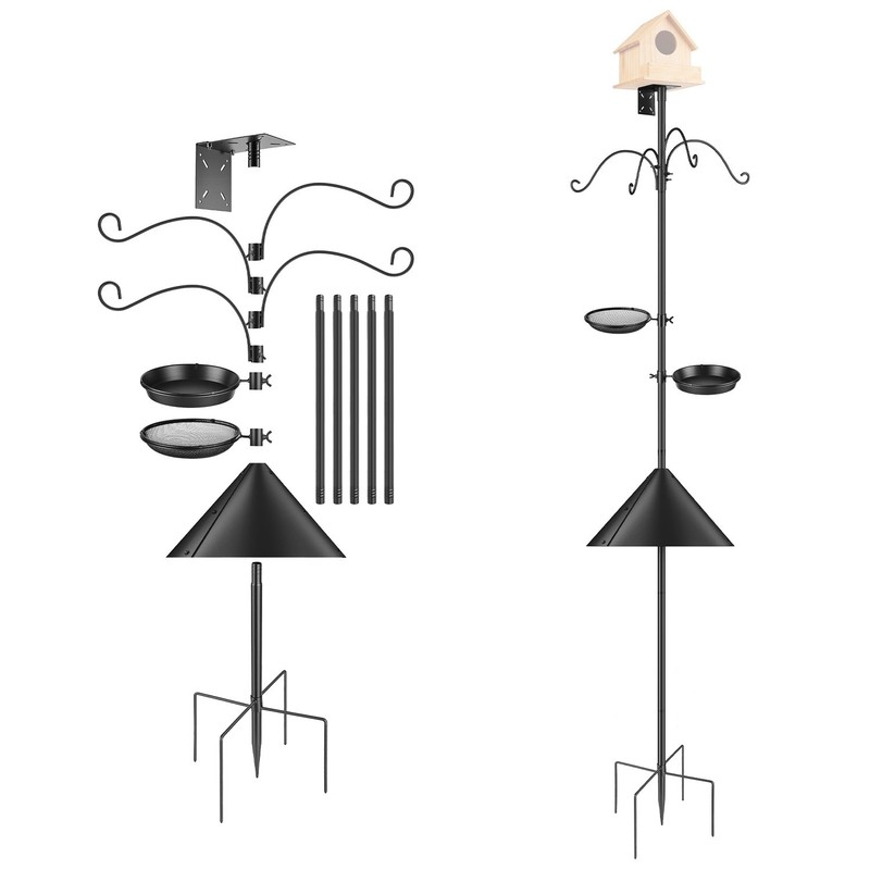 94" Squirrel Proof Bird Feeder Pole - Heavy Duty Bluebird House Pole w/5-Pronged gallery