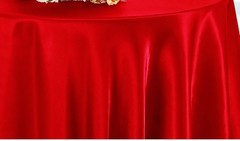 132″ Round Satin RED ( Gorgeous)Polyester Blend Linen Tablecloth,