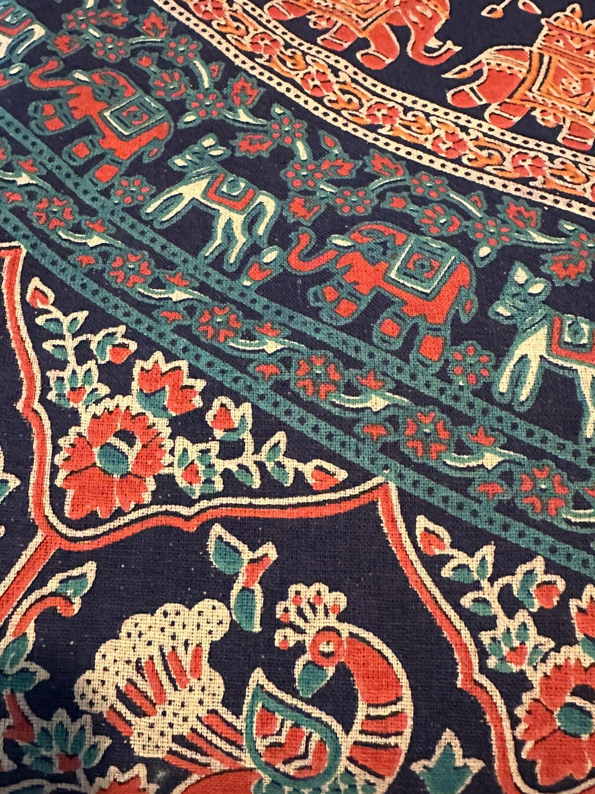 Mandala Wall Hanging Tablecloth Orange Red Blue Elephant Boho Hippie 52” x 79” gallery