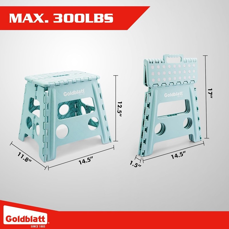 Goldblatt 2PC 12.5" Folding Step Stool Heavy Duty Plastic Stool 300 lbs Capacity gallery