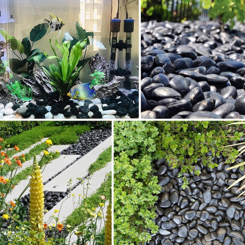 Large Pebbles for Landscaping 40lbs, 2-3 Inch Black River Rocks for Aquarium,... gallery