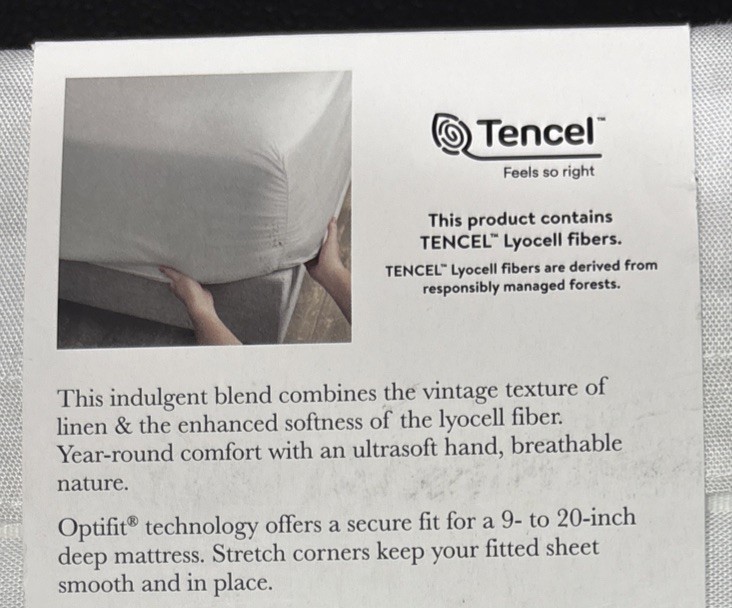 Hotel Style 4 Piece Tan Lyocell & Linen Blend Bed Sheet Set, Full, NEW gallery