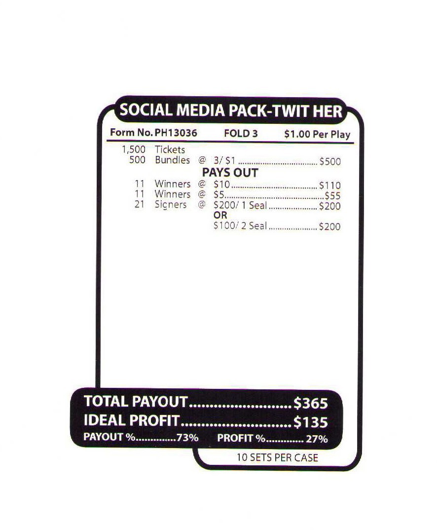 Pull Tab Ticket -Jars - Game - Holder - 5 PACK - Jars Media - 500 ct ea gallery