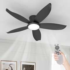 42” Brushed Nickel Low Profile Ceiling Fan Light w/ Remote 6 Speed Dimable LED