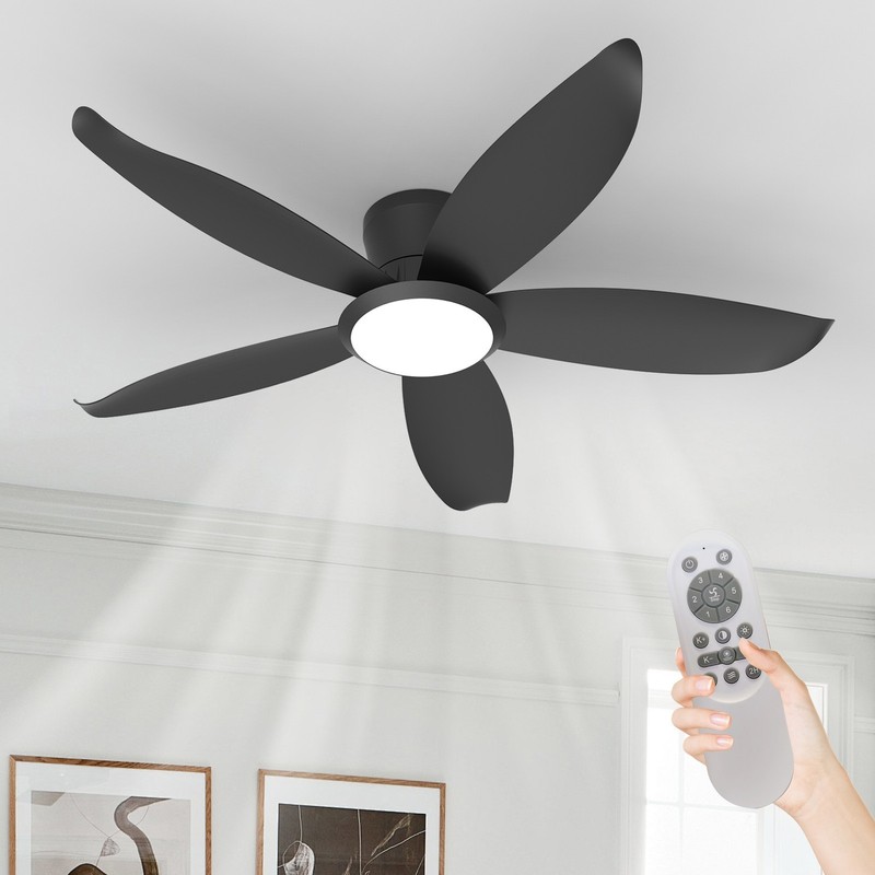 42'' Brushed Nickel Low Profile Ceiling Fan Light w/ Remote 6 Speed Dimable LED gallery
