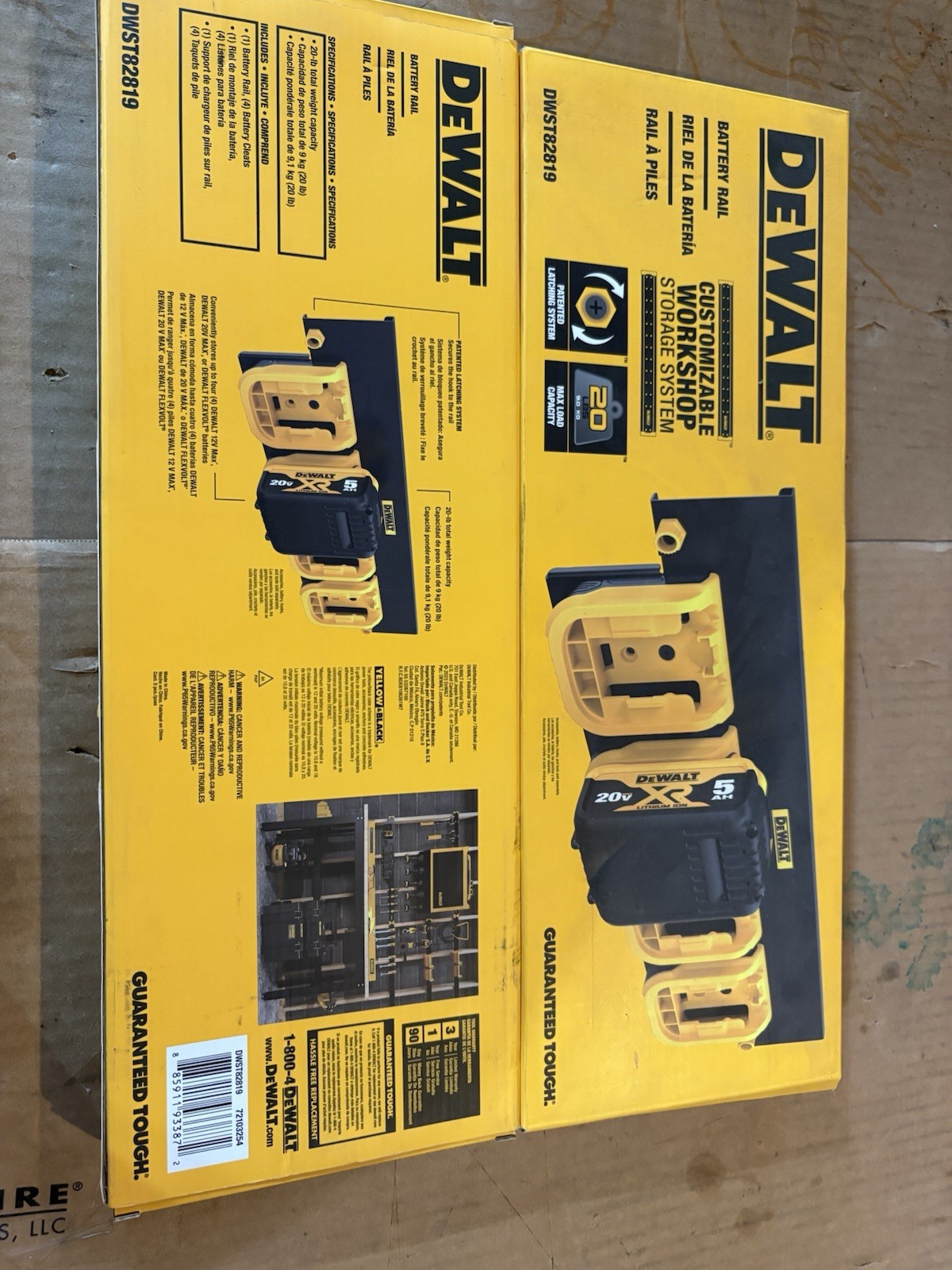 (2) DEWALT DWST82819 Battery Rail Compatible with 12V/20V/FLEXVOLT gallery