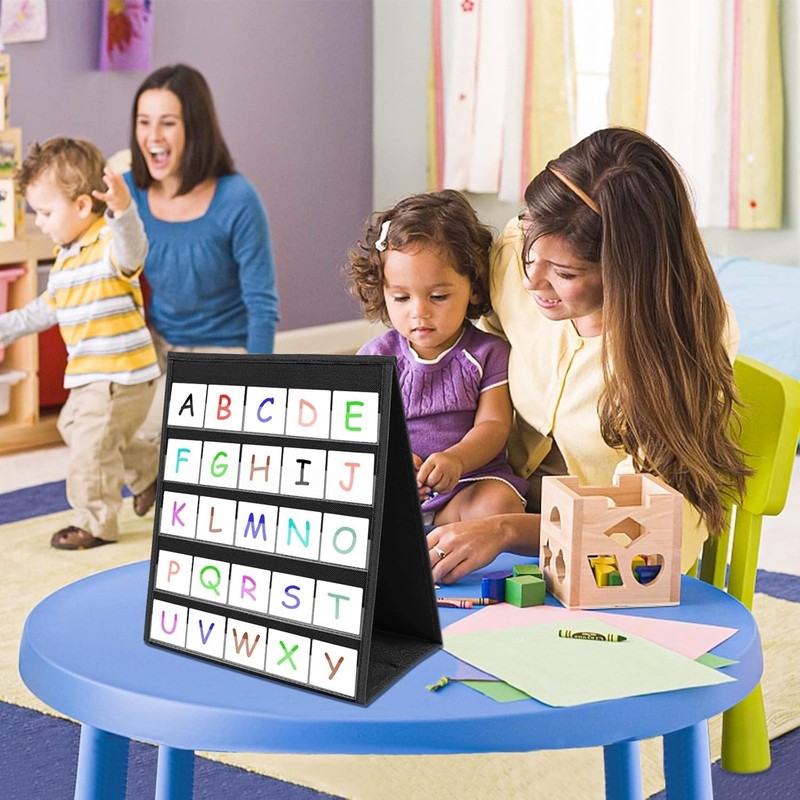 Desktop Pocket Chart, Tabletop Teaching Classroom Pocket Charts Double-Side gallery