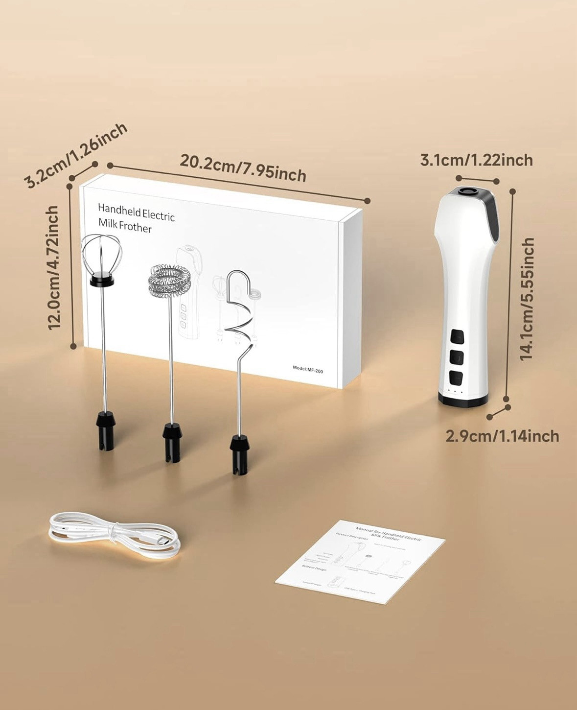 Rechargeable Electric Whisk with 3 Heads 3 Speeds Drink Mixer gallery