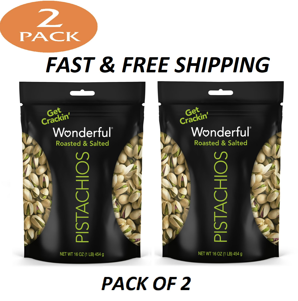Wonderful Pistachios, In-Shell Roasted & Salted Nuts, 16 Ounce Bag (Pack of 2) gallery