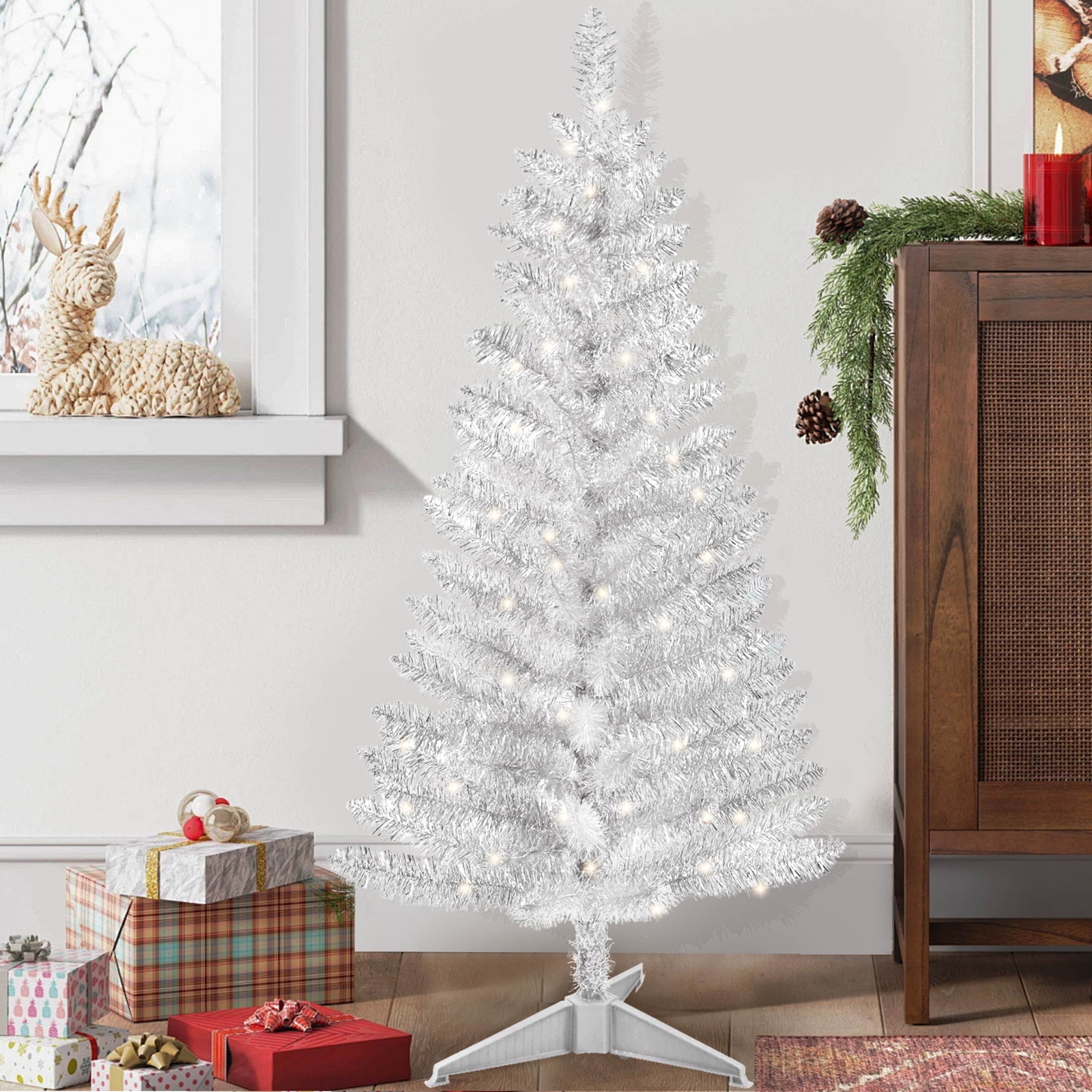 4ft Artificial Lighted Christmas Tree Small Fake Mini Xmas Tree For Party Décor gallery