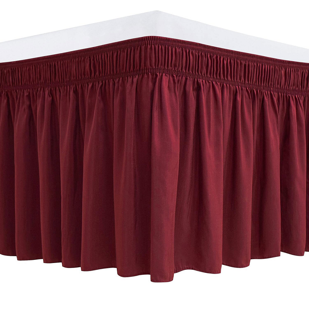 Wrap Around Pleated Bed Skirt Dust Ruffle Elastic Bedding Frame Cover w 15" Drop gallery