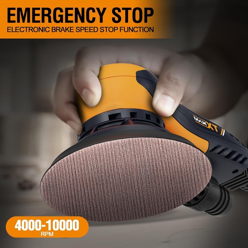MAXXT Random Orbital Sander,brushless motor,5/6 inch pads,with tool case(orange) gallery