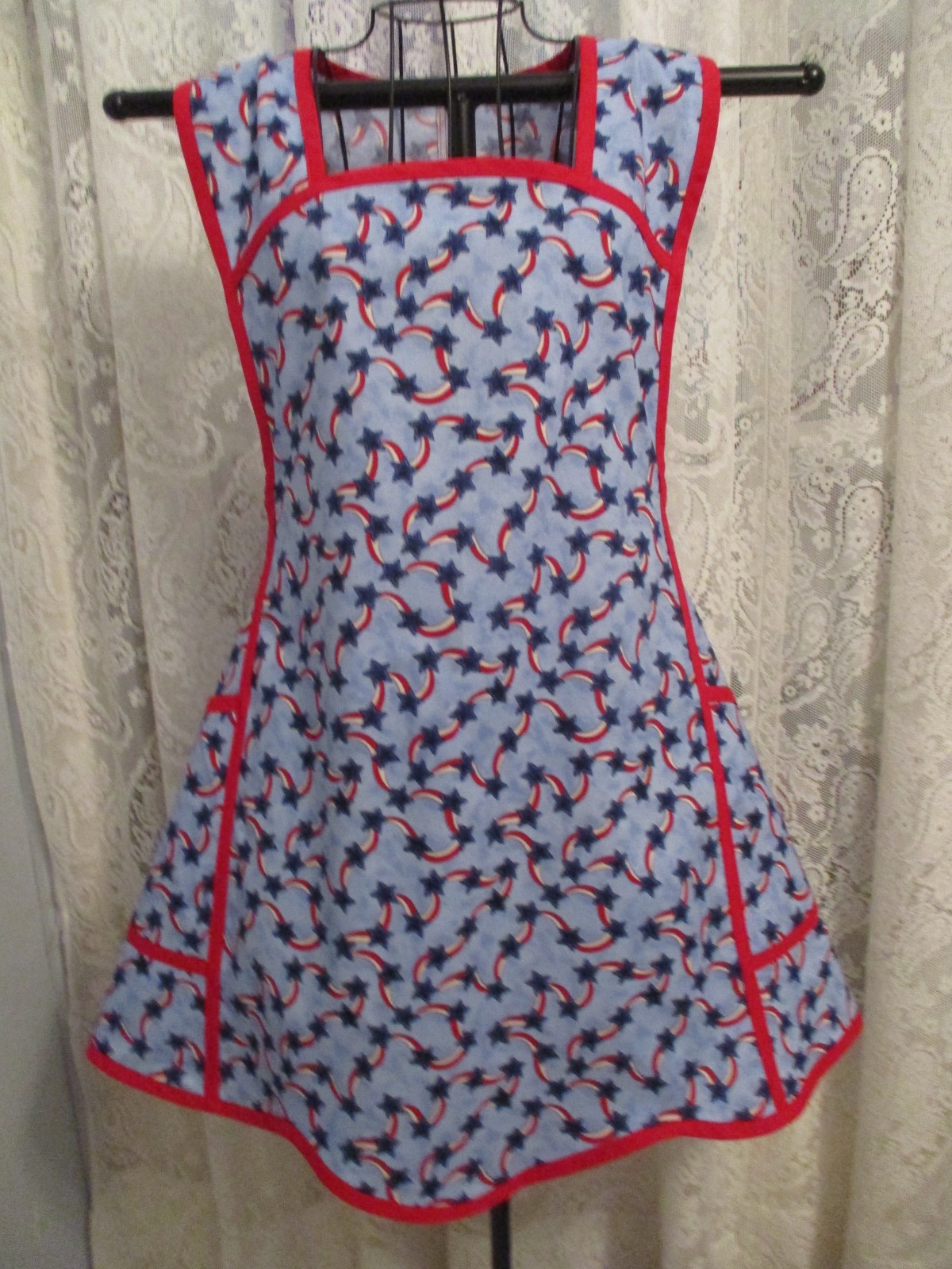 PATRIOTIC STARS HANDMADE PLUS SIZE BIB APRON gallery