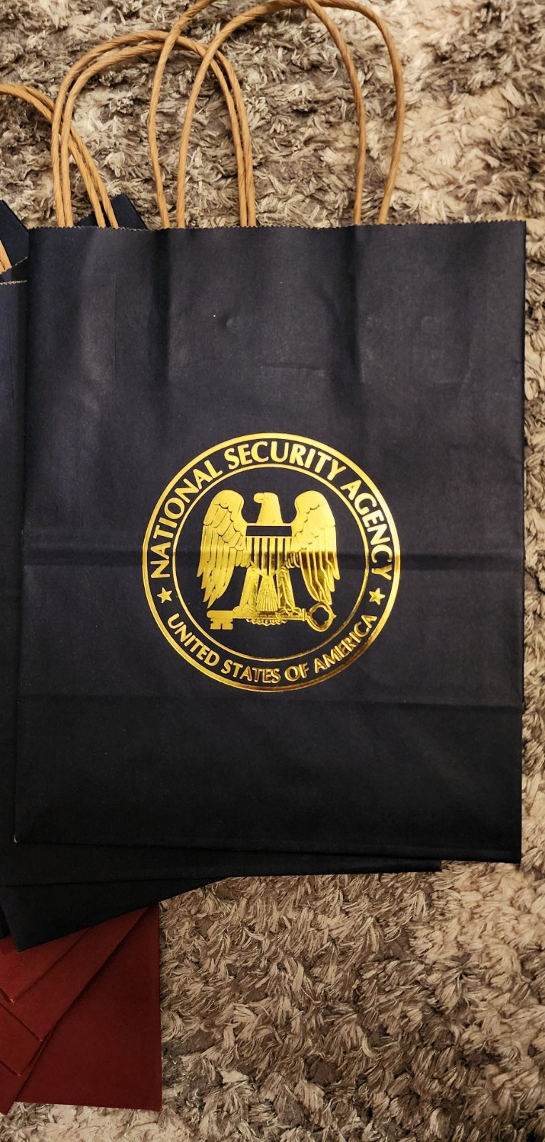 National Security Agency gift bags with foil NSA logo (5 blue, 5 red) gallery