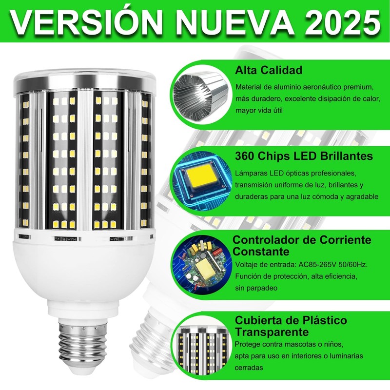 2 Pack 800W Equivalent Led Corn Light Bulb, 8000 Lumen 5000K Daylight White 8... gallery