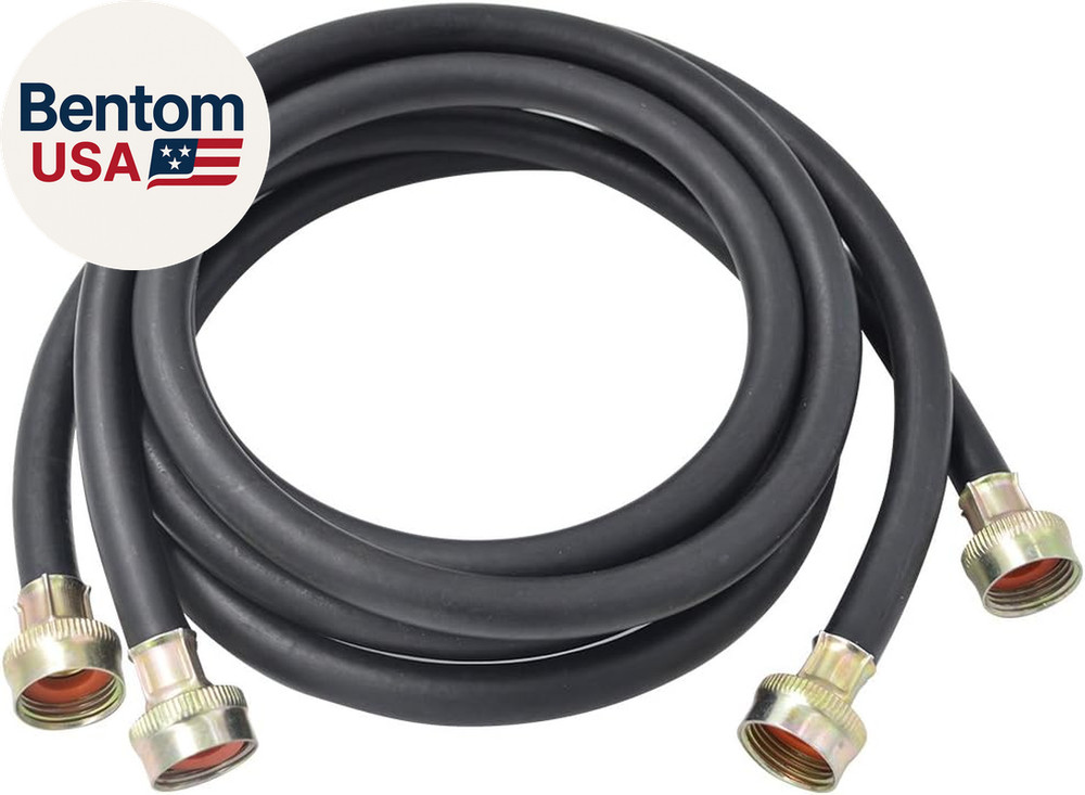 6FT Washing Machine Hoses Black Rubber Hot and Cold Water Supply Line, Long Burs