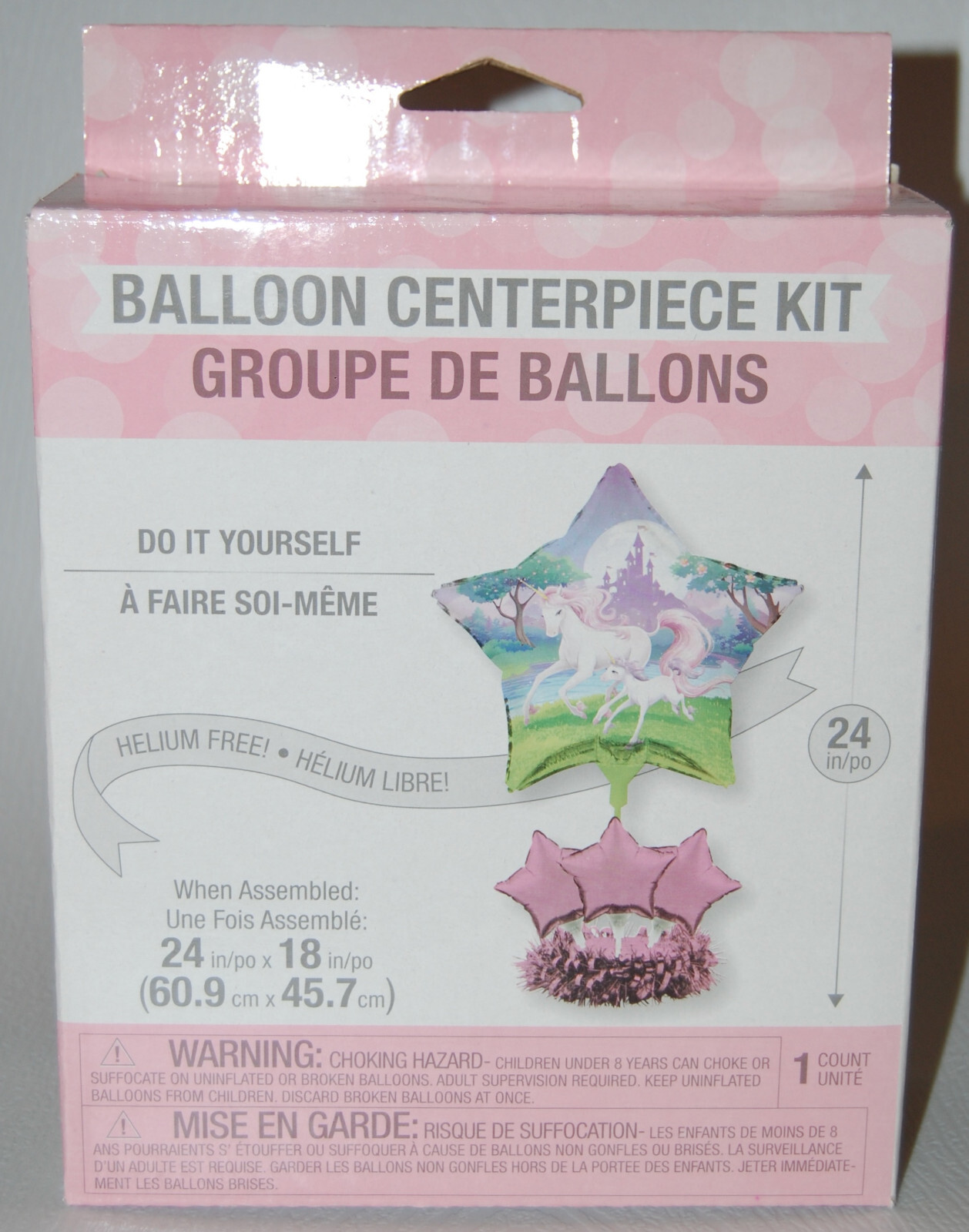 NIB Purple Unicorn Balloon Centerpiece Kit for Party Helium-Free 24in X 18in gallery