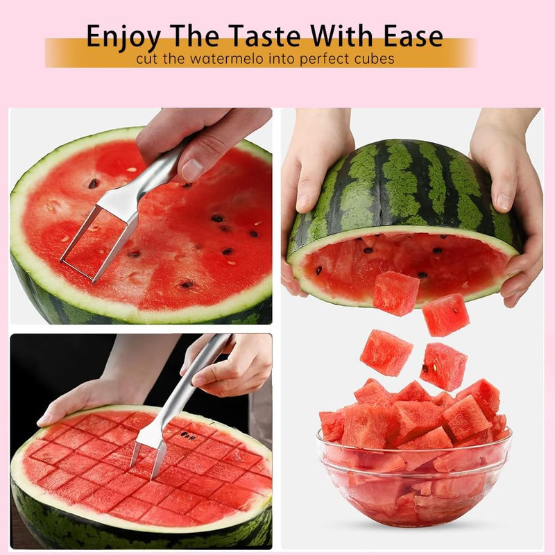 Watermelon Fork Slicer Cutter, Stainless Steel 2-In-1, Portable Watermelon Fork gallery