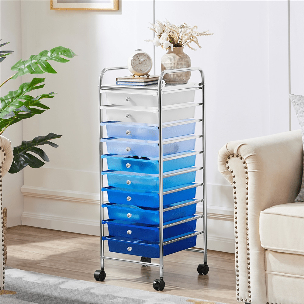 10-Drawer Storage Cart Rolling Organizer Unit With Wheels Mobile Utility Trolley gallery