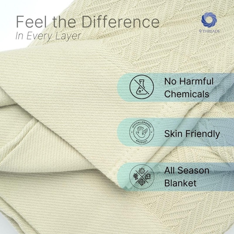 100% Cotton Herringbone Weave Blankets, 108" X 90" King, Throw Blanket for Bed, gallery