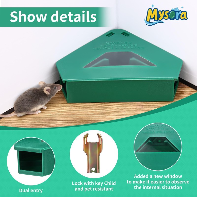6 Pack Mouse Bait Stations with Visible Window & Keys, Lockable Rodent Contro... gallery