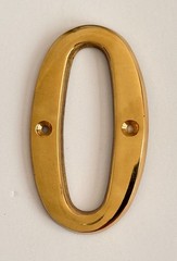 Solid Brass Lacquered 4″ House Numbers 0 2 3 or 6 Your Choice