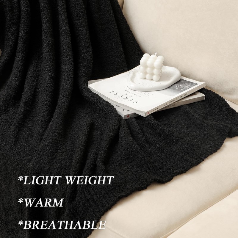 bearberry Super Soft Fluffy Throw Blanket Lightweight Twin(60″x80″), Black gallery