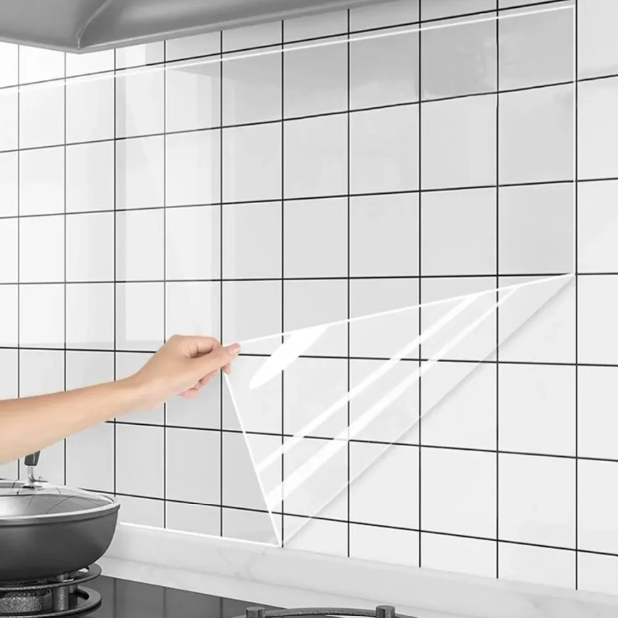 1pc Oil-Proof Kitchen Wall Protector Sticker–Waterproof, Heat-Resistant PET Film gallery
