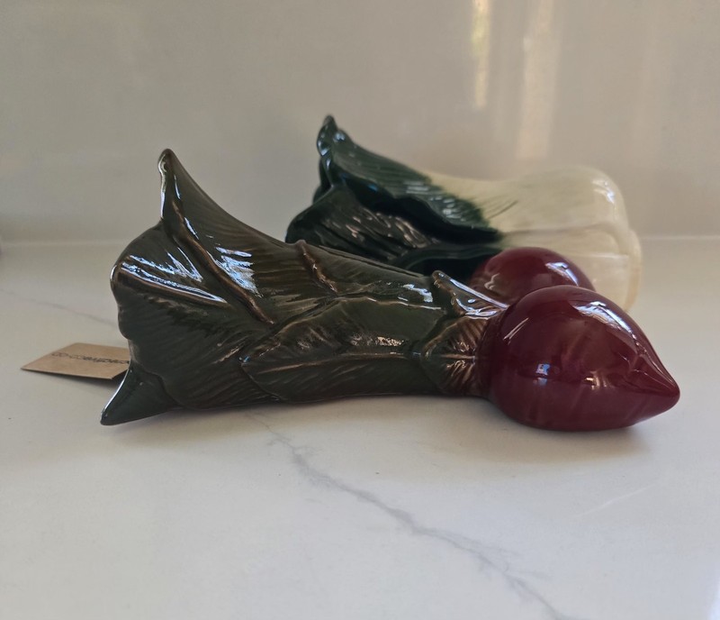 Creative Co-op Embossed Cabbage Radish Shaped Wall Vase Planters Set Of Two New gallery
