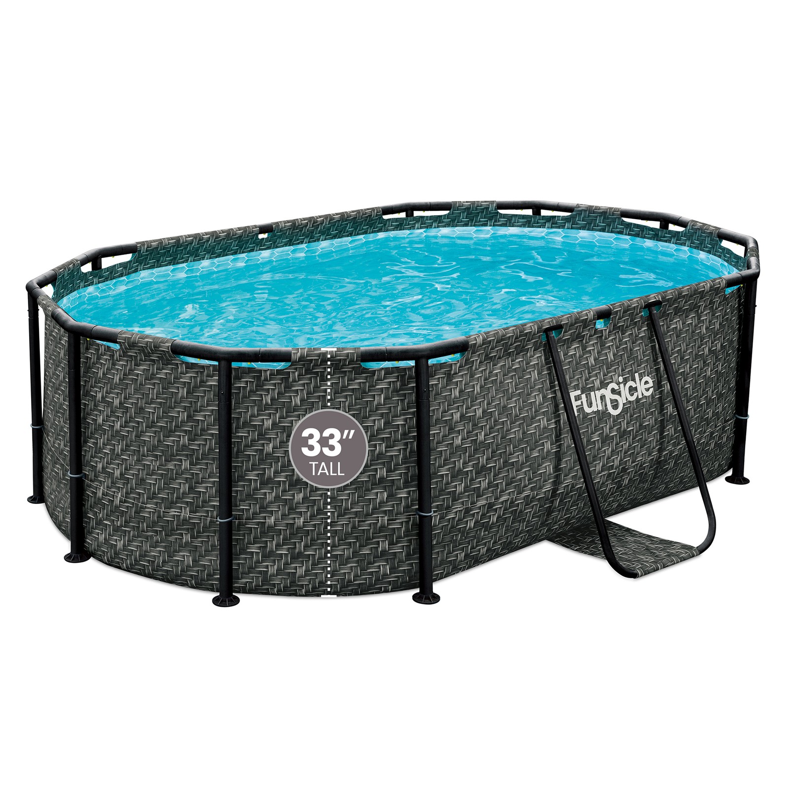 Funsicle 9'10" Oasis Designer Oval Above Ground Pool w/ Pump, Dark Herringbone gallery