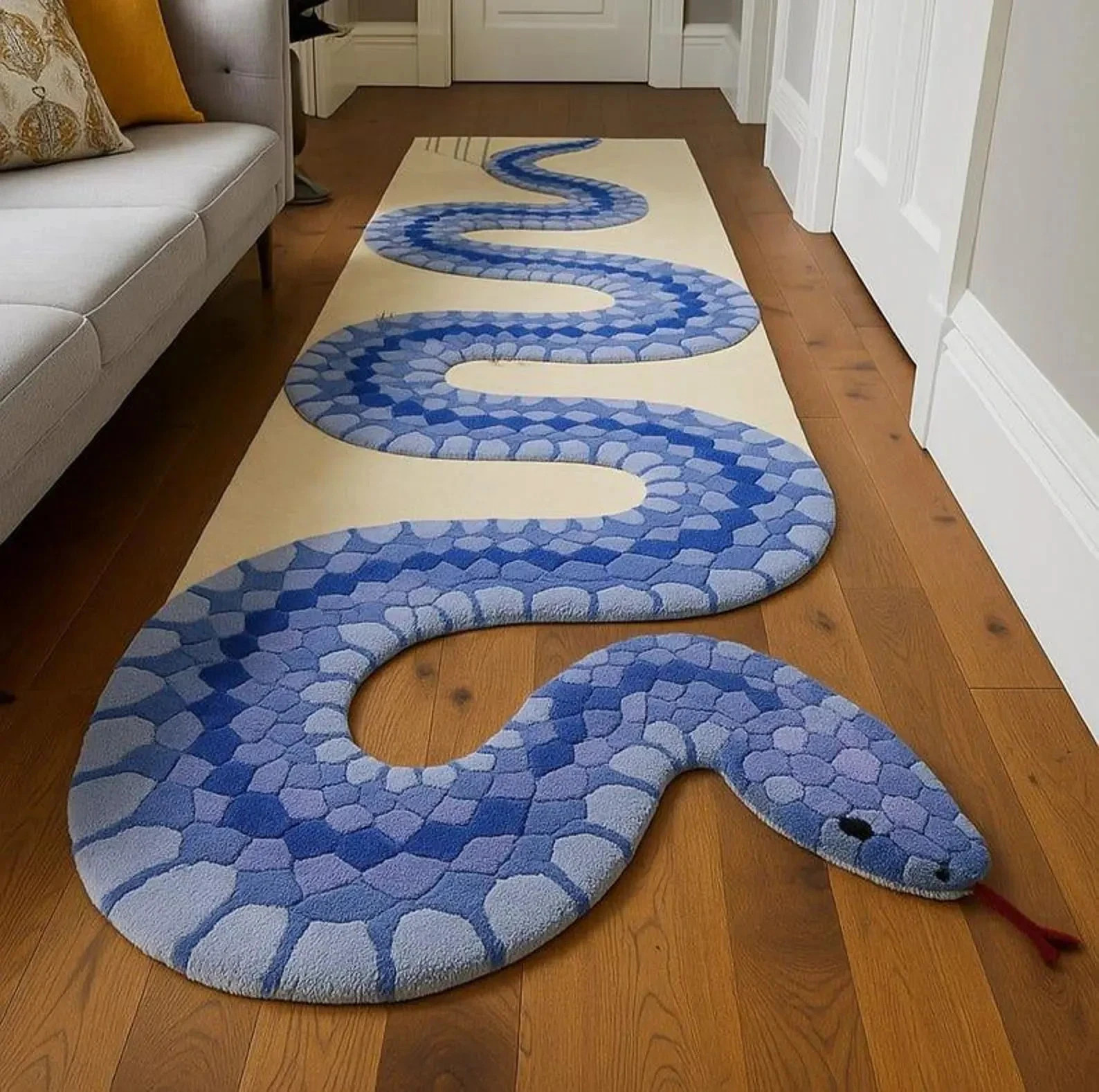 New Modern Hand-Tufted Wool Snake Rug Bold Serpent Runner Carpet For Hall Decor gallery